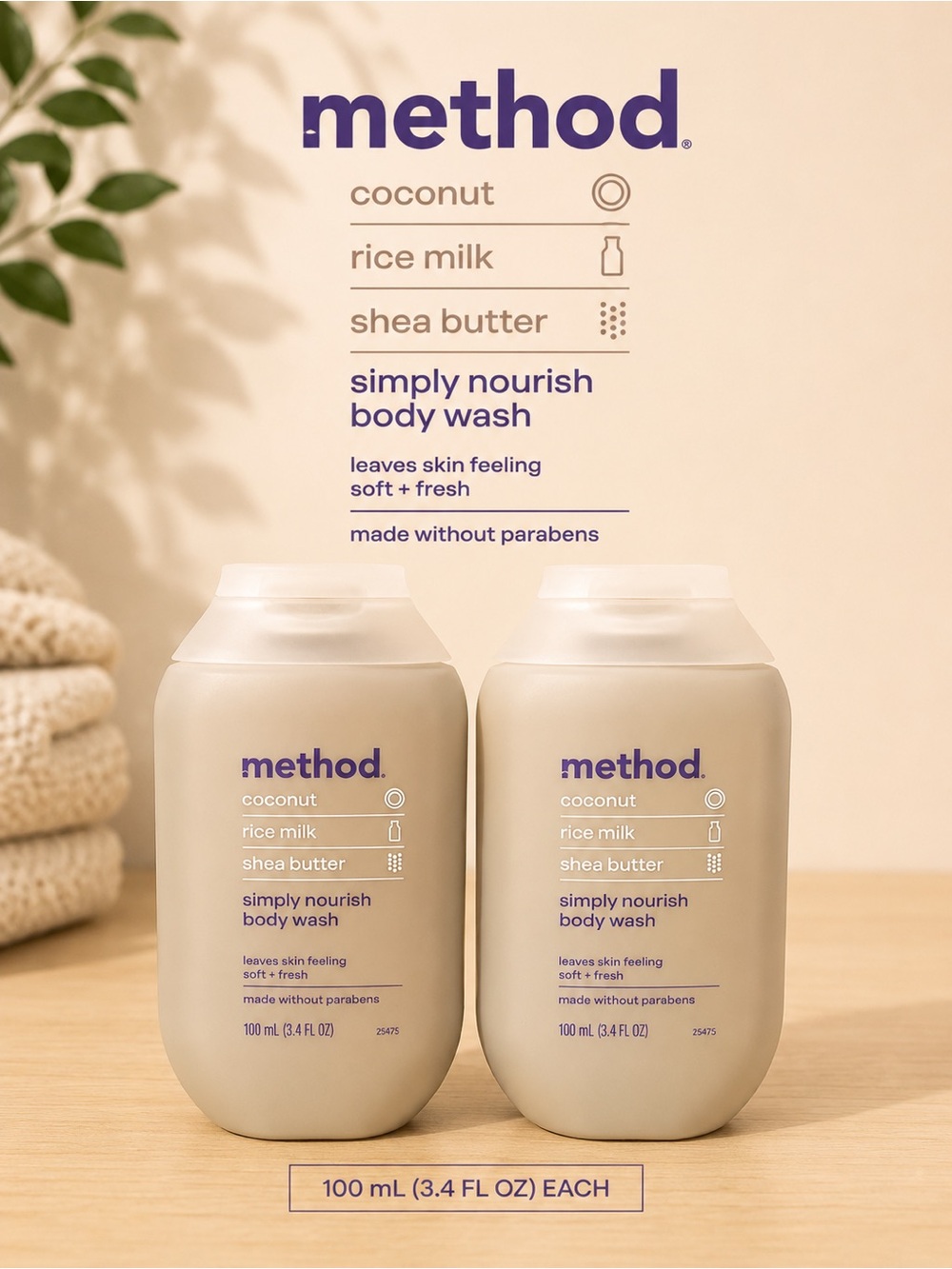Method Simply Nourish Body Wash Bundle 100ml x 2